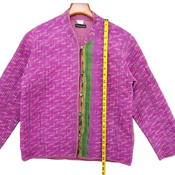 Sam Hilu Silk Reversible Jacket Womens Pink Purple Button Front Size S - Picture 7 of 13